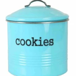 Cheap 🔔 Home Basics Tin Cookie Jar, Turquoise 🧨