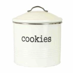 Outlet 👏 Home Basics Tin Cookie Jar, Ivory 🧨