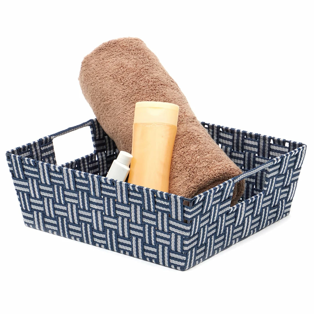 Best deal ๐ Home Basics Stripe Large Woven Strap Open Bin, Blue โค๏ธ 4 Best deal ๐ Home Basics Stripe Large Woven Strap Open Bin, Blue โค๏ธ - Image 2