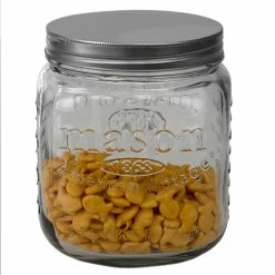 Flash Sale 😍 Home Basics 90 oz. Medium Mason Glass Canister, Clear 🌟