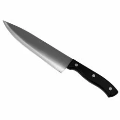 Coupon 👍 Home Basics 8" Stainless Steel Chef Knife with Contoured Bakelite Handle, Black 🛒