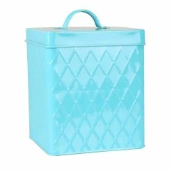 Discount ⌛ Home Basics Trellis Collection Small Tin Canister, Turquoise 🔔