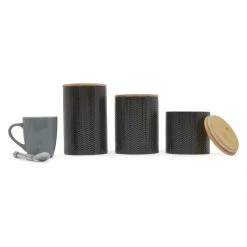 Best Pirce 👍 Home Basics Wave 3 Piece Ceramic Canister Set With Bamboo Tops, Black 🔥 -Home Basics Sales e74722ee767c4f1d9ea1db589927a262 1080x