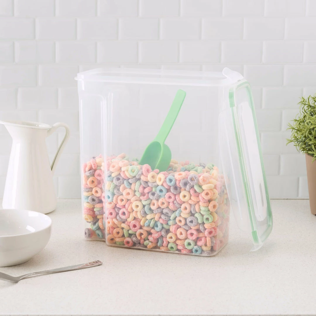 Best Sale ⌛ Home Basics 4-Sided Locking Plastic Cereal Storage Container with Spoon, Seafoam Green ✨ 6 Best Sale ⌛ Home Basics 4-Sided Locking Plastic Cereal Storage Container with Spoon, Seafoam Green ✨ - Image 4