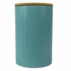 New 🛒 Home Basics Wave Large Ceramic Canister, Turquoise 😉