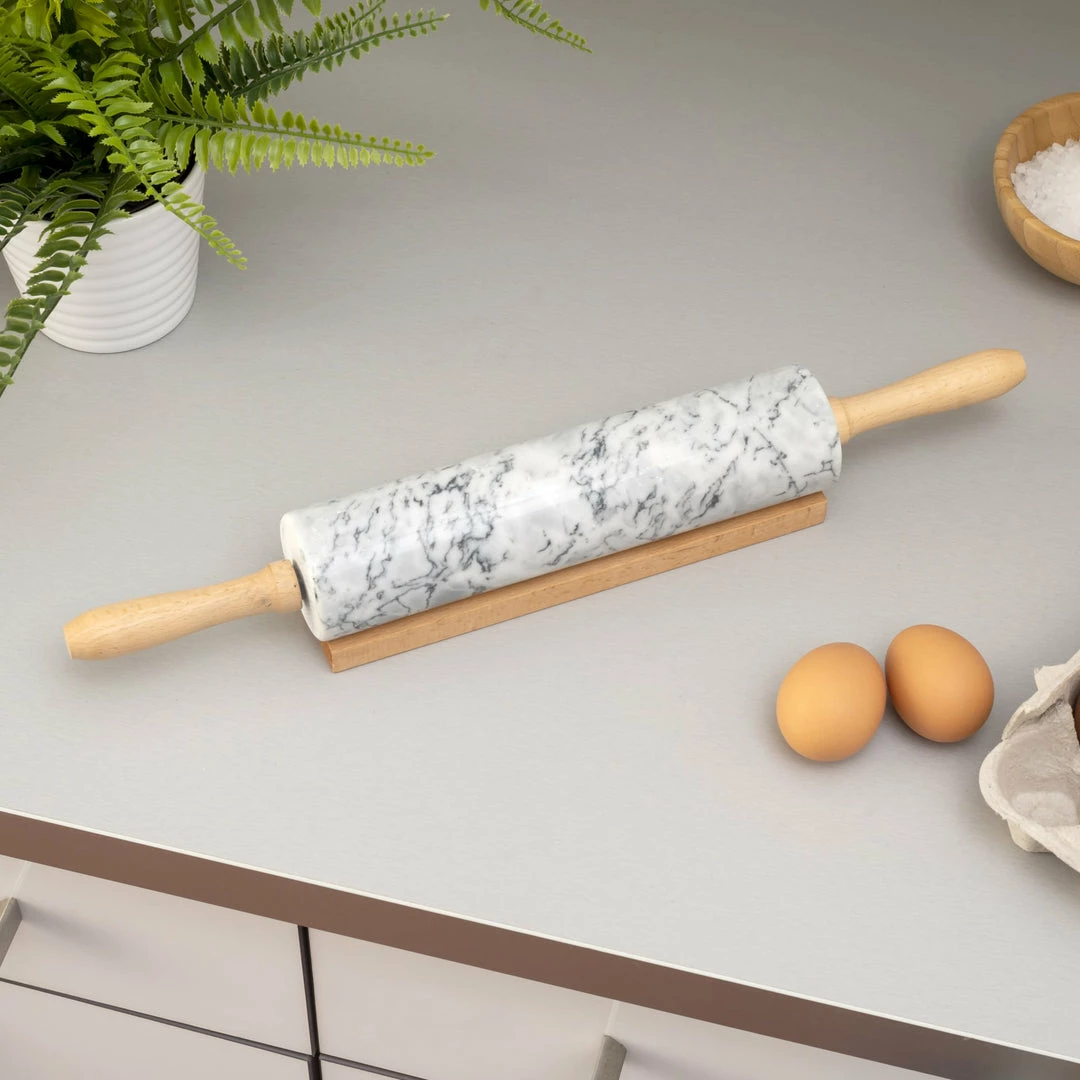 Cheap 🔥 Home Basics Marble Rolling Pin with Easy Grip Handles and Display Stand, White ⌛ 4 Cheap 🔥 Home Basics Marble Rolling Pin with Easy Grip Handles and Display Stand, White ⌛ - Image 2
