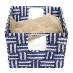 Hot Sale 🎉 Home Basics Stripe Small Woven Strap Open Bin, Blue 😀 -Home Basics Sales f109cdf908bd432fbfc48c6496b557cd 1080x
