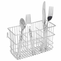 Budget 🌟 Home Basics 3 Slot Hanging Chrome Plated Steel Cutlery Drying Rack Basket Holder ✔️