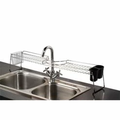 Deals 💯 Home Basics Chrome Plated Steel Faucet Spacer Over the Sink Shelf with Cutlery Holder 💯