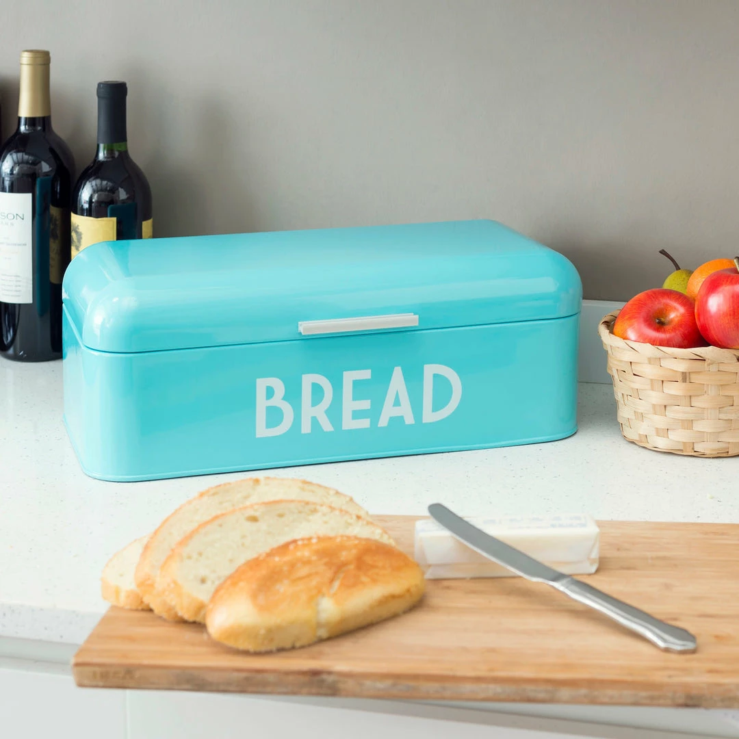 Best Pirce ❤️ Home Basics Metal Bread Box, Turquiose ⌛ 4 Best Pirce ❤️ Home Basics Metal Bread Box, Turquiose ⌛ - Image 2