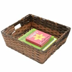 Brand new 😉 Home Basics Large Faux Rattan Basket with Cut-out Handles, Coffee 💯 -Home Basics Sales f7a050ae4d7646ac80e169788099f541 1080x