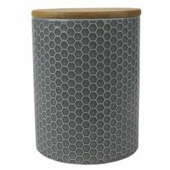 Buy ❤️ Home Basics Honeycomb Medium Ceramic Canister, Grey 🧨