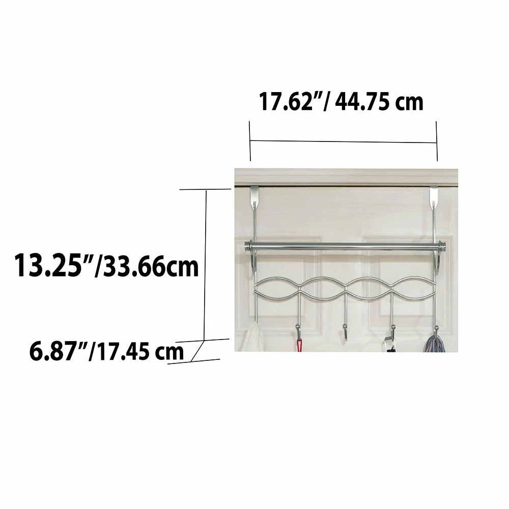 Outlet ๐ฏ Home Basics Chrome Plated Steel Over the Door Hanging Rack with Towel Bar โญ 8 Outlet ๐ฏ Home Basics Chrome Plated Steel Over the Door Hanging Rack with Towel Bar โญ - Image 6