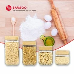 Outlet ⌛ Home Basics 4 Piece Square Glass Canisters with Bamboo Lids 🎉 -Home Basics Sales fbeb792460ec48b4905f61808e6ea56f 93094439 366f 4b69 a5d4 fc74bbcefff8 1080x