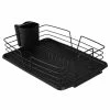 Buy 🔔 Home Basics Michael Graves Design Deluxe Dish Rack with Black Finish Wire and Removable Dual Compartment Utensil Holder, Black 🧨
